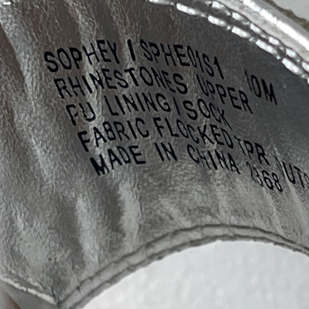 Steve Madden Sophey Sz 10 Silver Rhinestone Wedge Sandals Ankle Strap Sparkly - Picture 12 of 13